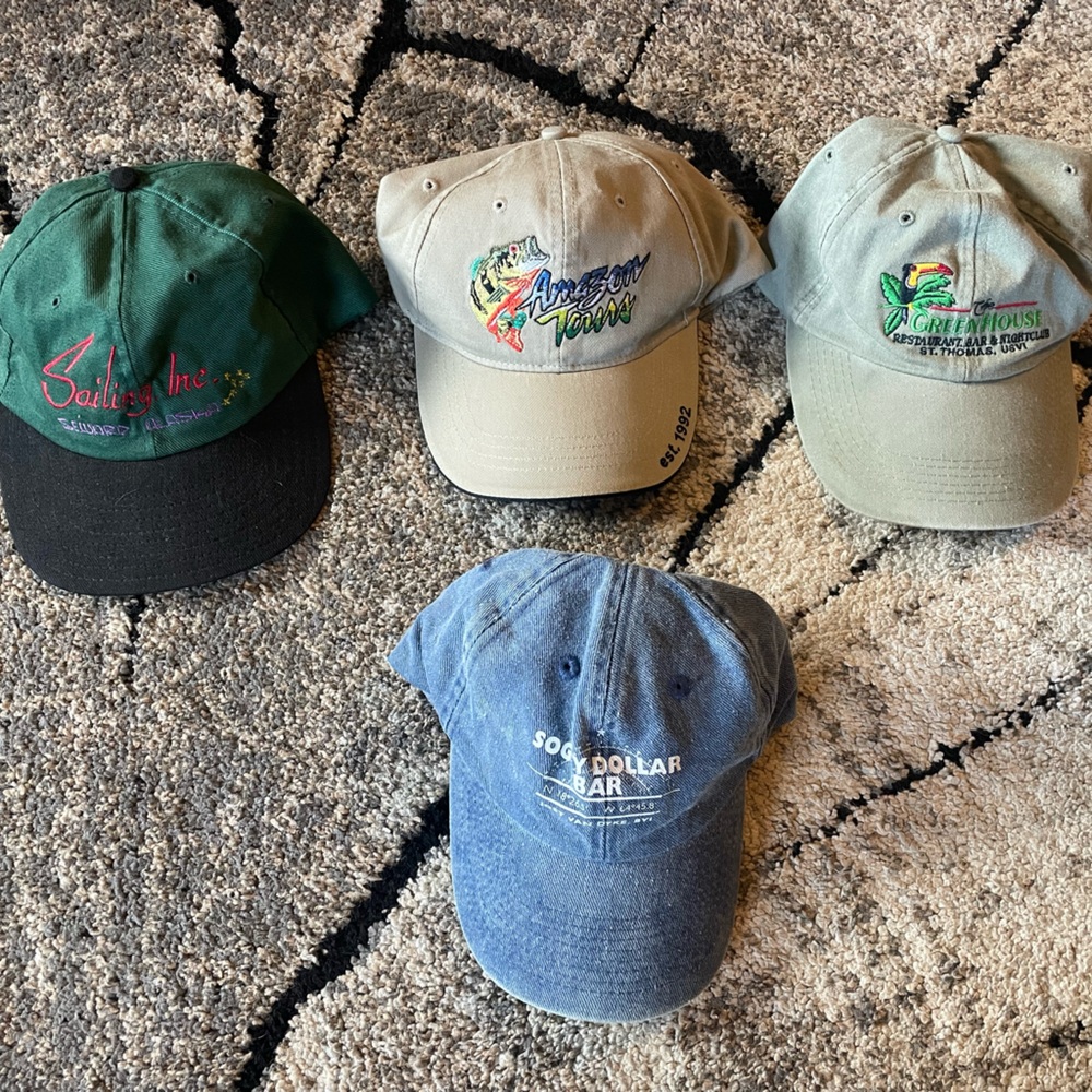 Assorted LOT Colorful Embroidered Baseball Caps Alaska, Amazon, St Thomas, VI